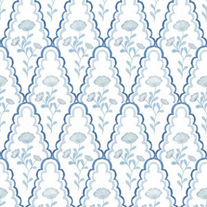 W7848 Scallop Floral 2 Harbor by Aoc Wallcovering