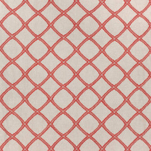 Majuli Embroidery Red on Flax W788704 by Thibaut Fabric