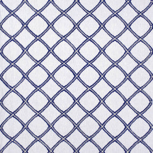 Majuli Embroidery Navy on White W788706 By Thibaut Fabric