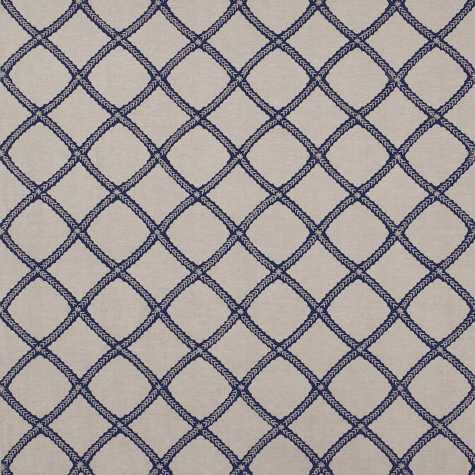 Majuli Embroidery Navy on Flax W788707 by Thibaut Fabric Thibaut Fabric Majuli Embroidery Navy on Flax W788707Fabric Trade Routes Fabric Book 100% Lin Ground, 100% Poly Emb INDIA </p><p>Repeat: V: 9 53.5 - Fabric Carolina -