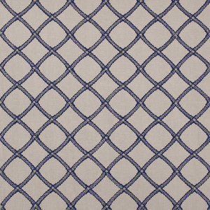 Majuli Embroidery Navy on Flax W788707 by Thibaut Fabric