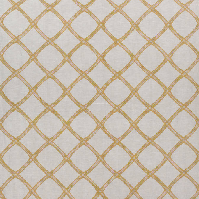 Majuli Embroidery Gold on Flax W788708 by Thibaut Fabric Thibaut Fabric Majuli Embroidery Gold on Flax W788708Fabric Trade Routes Fabric Book 100% Lin Ground, 100% Poly Emb INDIA </p><p>Repeat: V: 9 53.5 - Fabric Carolina -
