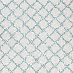 Majuli Embroidery Aqua on Ivory W788709 by Thibaut Fabric
