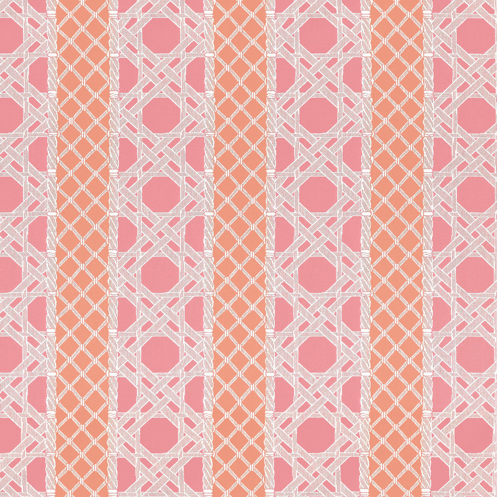 Thibaut Fabric Trelliage Peony and Coral W81771  Fabric U.S.A </p><p>Repeat: H: 14.25 in (36.20 cm), V: 14.5 (36.83 cm) 54 in  (137.16 cm) - My Fabric Connection -