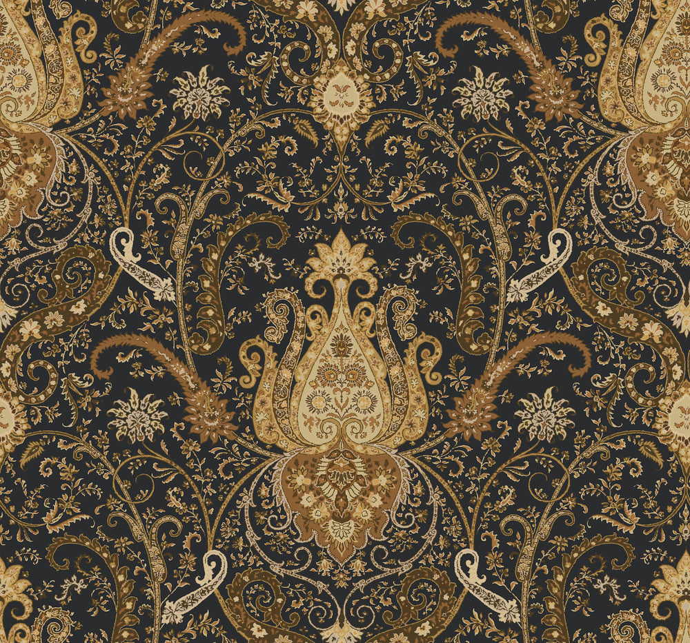 Byzance Brown Wallpaper by York Wallcoverings New Neutrals Covers about 60.8 square feet 27-in by 27-ft long roll Prepasted 25.25 - Fabric Carolina -