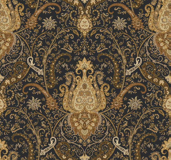 Byzance Brown Wallpaper by York Wallcoverings New Neutrals Covers about 60.8 square feet 27-in by 27-ft long roll Prepasted 25.25 - Fabric Carolina -