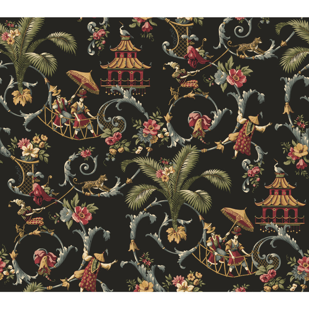 Mandarin Rose Red Wallpaper by York Wallcoverings New Neutrals Covers about 60.8 square feet 27-in by 27-ft long roll Prepasted 24 - Fabric Carolina -
