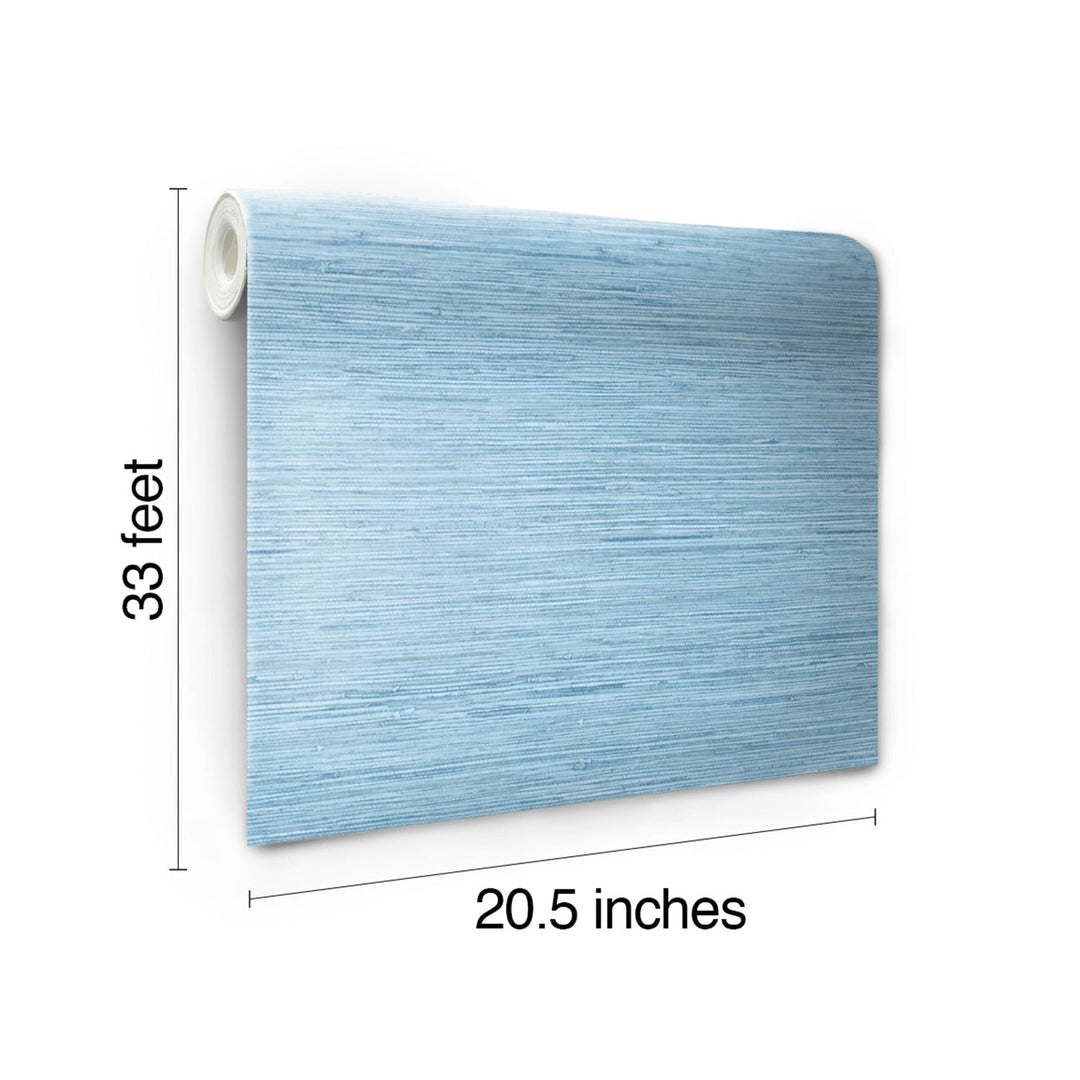Horizontal Grasscloth Light Blue Wallpaper by York Wallcoverings Designer