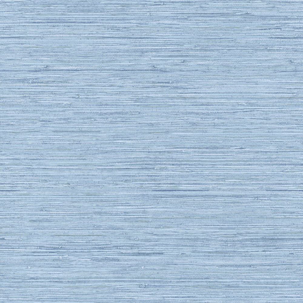 Horizontal Grasscloth Light Blue Wallpaper by York Wallcoverings Ashford Tropics Covers about 56.4 square feet 20.5-in by 33-ft long roll Prepasted 20.5 - Fabric Carolina -