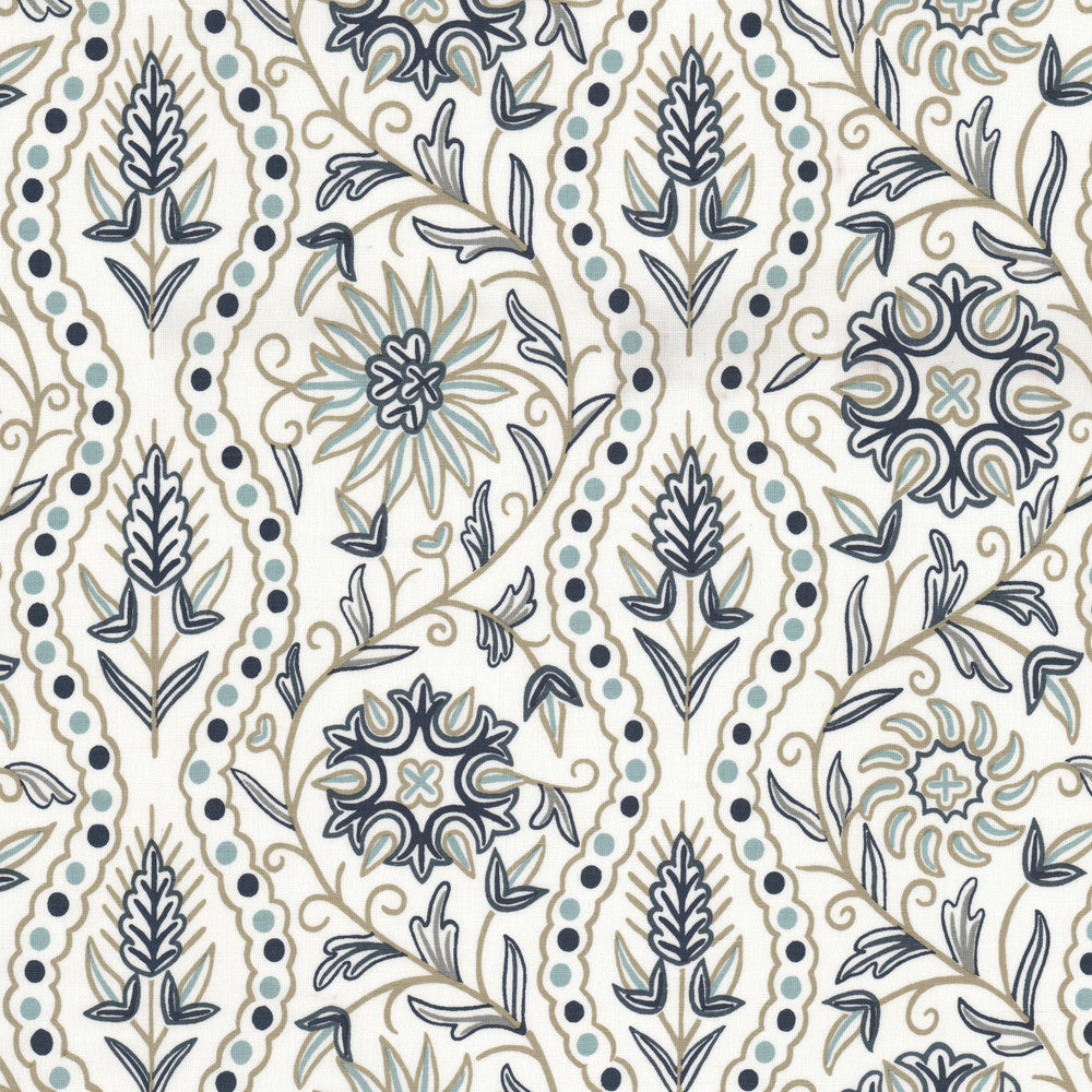 Wesley 3 Lake by Stout Fabric Stout Fabric Wesley 3 LakeFabric Comfortable Living Moonstone/Sapphire 54%Lin 46%Cot India </p><p>Repeat: H: 11.875, V: 0 52 in - Fabric Carolina -