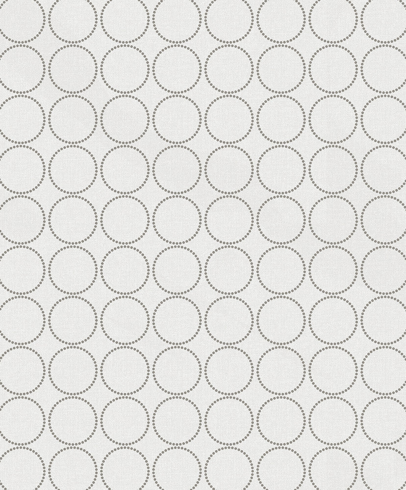 Round Geometric Linen & Metallic Silver by Seabrook Wallpaper Piano Netherlands 57.5 5" 20.9" - Fabric Carolina -