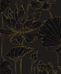 Viola Floral Espresso & Metallic Bronze by Seabrook Wallpaper