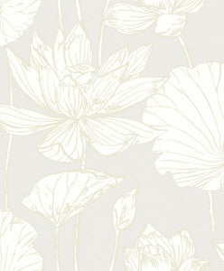 Viola Floral Metallic Coconut & Cream by Seabrook Wallpaper