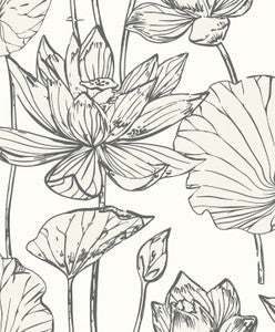 Viola Floral Metallic Ivory & Ash by Seabrook Wallpaper