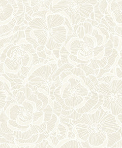 Alejandra Floral Metallic Almond & Cream by Seabrook Wallpaper