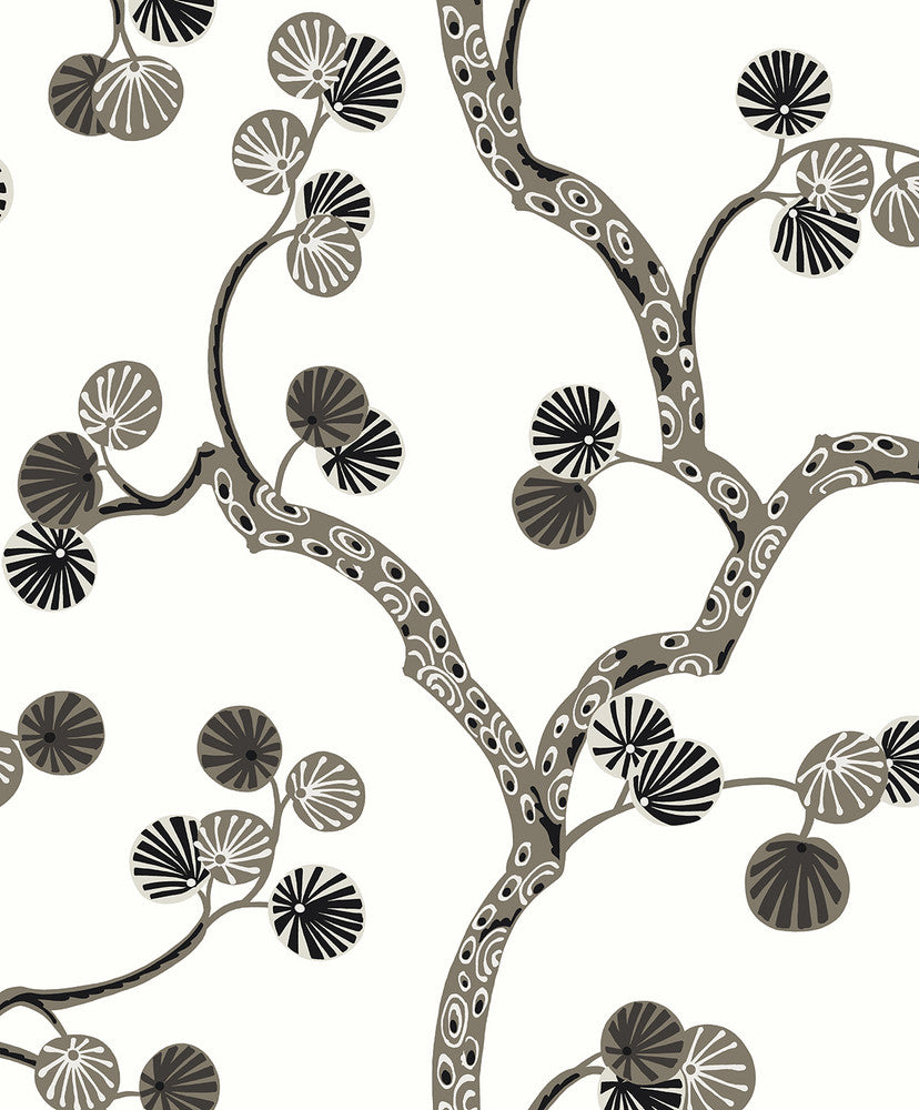Allegra Branches Cream & Rhino by Seabrook Wallpaper Piano Netherlands 57.5 25.2" 20.9" - Fabric Carolina -