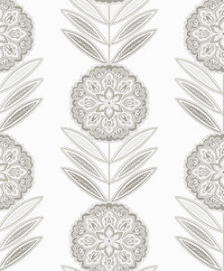 Belle Floral Stripe Smoke by Seabrook Wallpaper