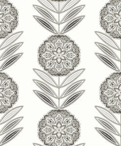 Belle Floral Stripe Mushroom by Seabrook Wallpaper
