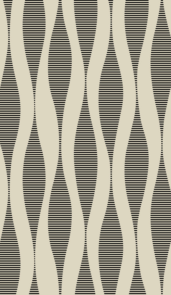 Harmony Ikat Waves Latte & Metallic Black by Seabrook Wallpaper Piano Netherlands 57.5 18" 20.9" - Fabric Carolina -