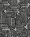Piper Geometric Metallic Silver Sea & Black WH41300 by Seabrook Designs Wallpaper