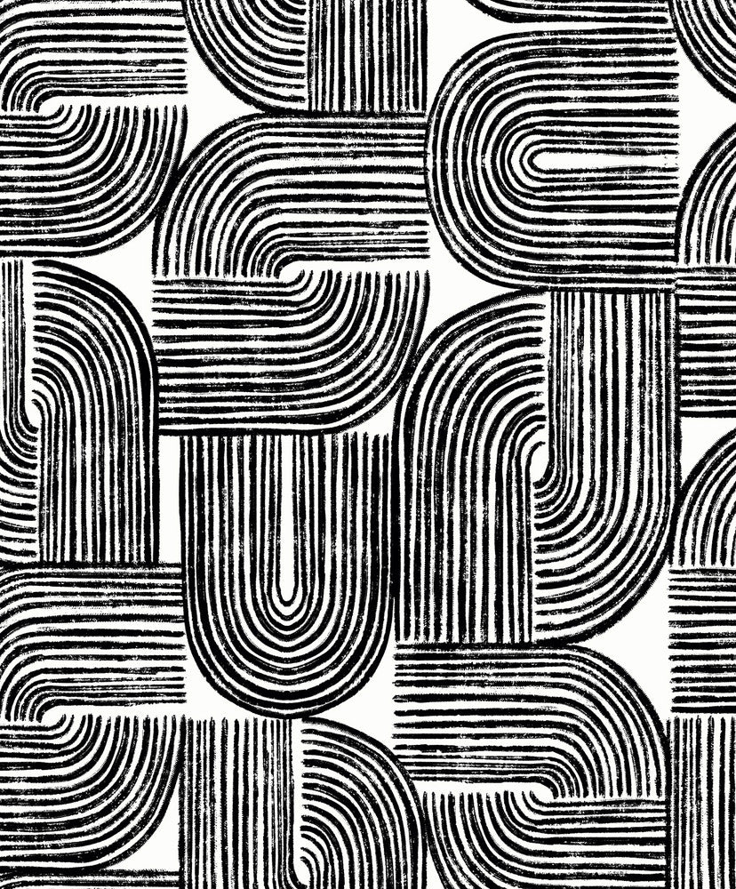 Piper Geometric Off-White & Onyx by Seabrook Wallpaper Piano Netherlands 57.5 25.2" 20.9" - Fabric Carolina -