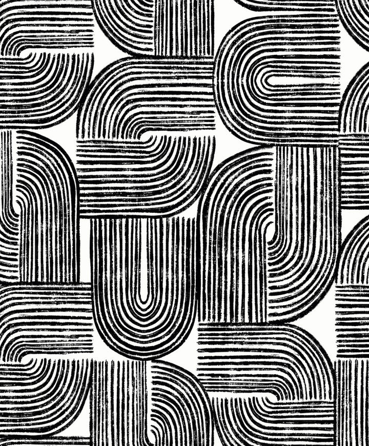 Piper Geometric Off-White & Onyx by Seabrook Wallpaper Piano Netherlands 57.5 25.2" 20.9" - Fabric Carolina -