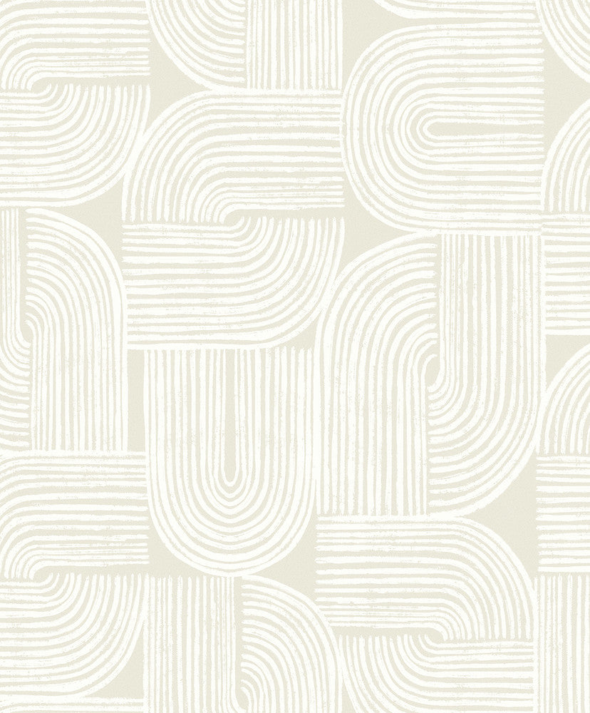 Piper Geometric Metallic Champagne & Flour by Seabrook Wallpaper Piano Netherlands 57.5 25.2" 20.9" - Fabric Carolina -