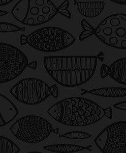 Cadence Fish Metallic Volcanic Black by Seabrook Wallpaper