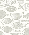 Cadence Fish Lily Grey WH41410 by Seabrook Designs Wallpaper