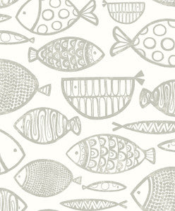 Cadence Fish Lily Grey by Seabrook Wallpaper