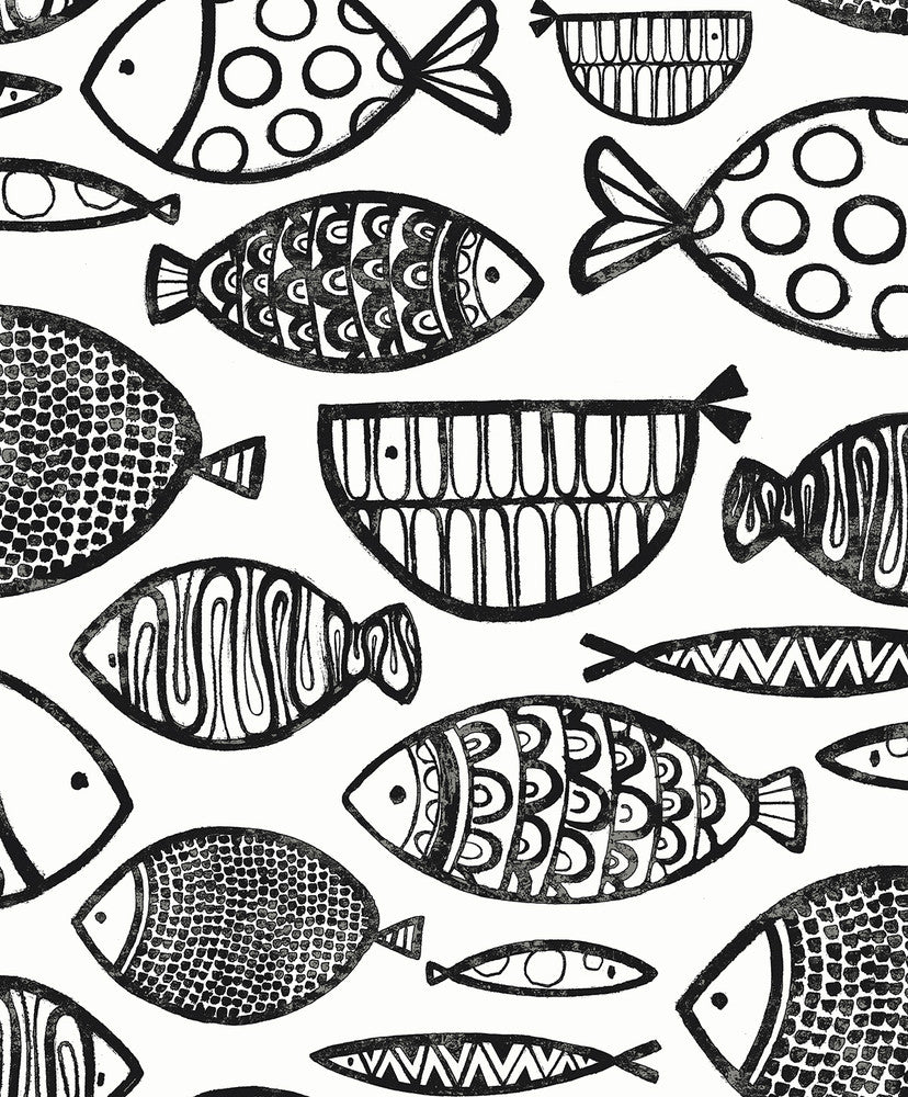 Cadence Fish Contrast by Seabrook Wallpaper Piano Netherlands 57.5 25.2" 20.9" - Fabric Carolina -