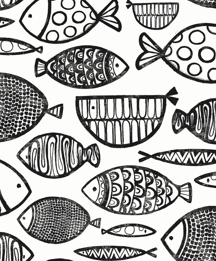 Cadence Fish Contrast by Seabrook Wallpaper Piano Netherlands 57.5 25.2" 20.9" - Fabric Carolina -