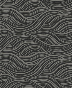 Melody Waves Metallic Charcoal & Black by Seabrook Wallpaper