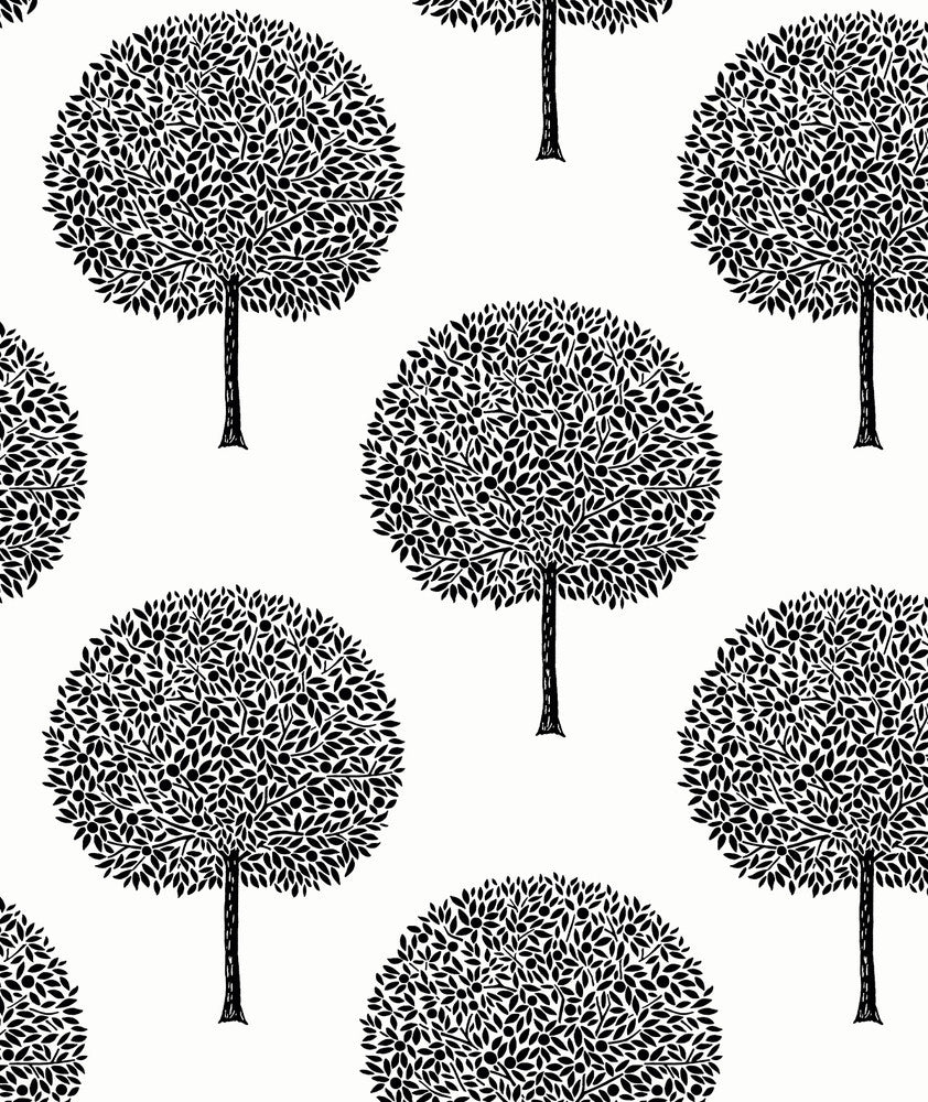 Demi Trees Alabaster & Contrast by Seabrook Wallpaper Piano Netherlands 57.5 36" 20.9" - Fabric Carolina -