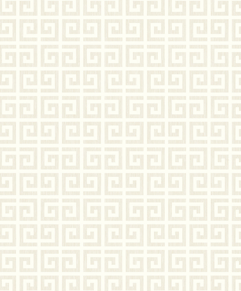 Major Greek Key Metallic Oatmeal by Seabrook Wallpaper Piano Netherlands 57.5 4.2" 20.9" - Fabric Carolina -