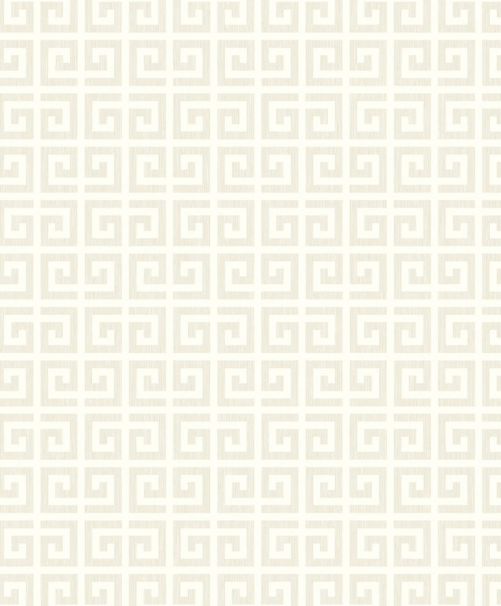 Major Greek Key Metallic Oatmeal by Seabrook Wallpaper Piano Netherlands 57.5 4.2" 20.9" - Fabric Carolina -