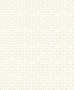 Major Greek Key Metallic Oatmeal by Seabrook Wallpaper