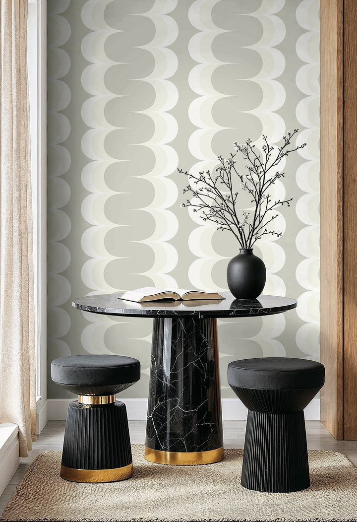 Mandolin Geometric Stripe Paper & Fog WH42000 by Seabrook Designs Designer Wallpaper
