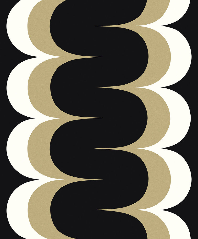 Mandolin Geometric Stripe Black & Metallic Golden Straw by Seabrook Wallpaper Piano Netherlands 57.5 0" 20.9" - Fabric Carolina -