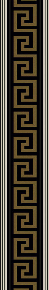 Lyre Greek Key Border Black & Metallic Golden Sun by Seabrook Wallpaper Piano Netherlands 5.9 4.3" 4.3" - Fabric Carolina -