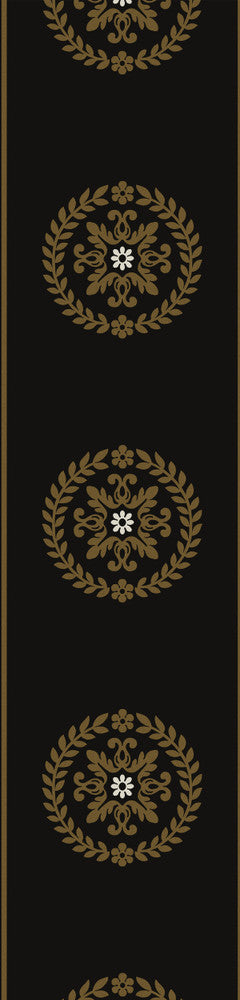 Ronan Medallion Border Black & Metallic Gold by Seabrook Wallpaper Piano Netherlands 8 5.9" 5.9" - Fabric Carolina -