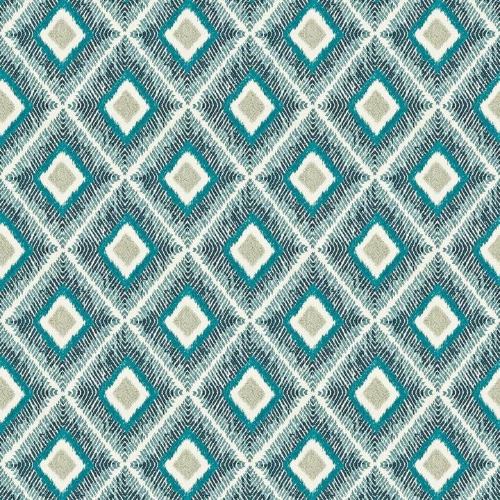 Wireless 2 Peacock by Stout Fabric Rainbow Library Aqua/Lagoon 100% Cotton Viscose Embroidery INDIA WYZENBEEK 30 000 DOUBLE RUB WEAR TEST (HEAVY DUTY) Horizontal: 6.75 and Vertical: 7.75 51 in - Fabric Carolina -