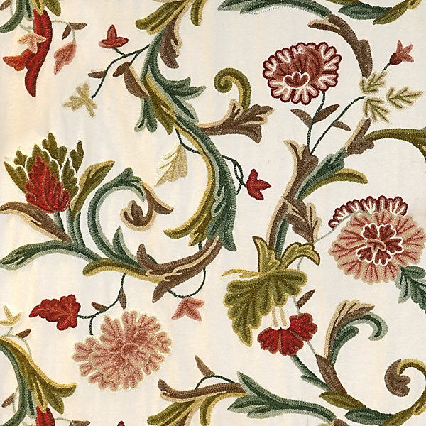 Devin Crewel/Pastel Wi 00010124 by Old World Weavers Fabric 100% COTTON INDIA LIGHT DUTY Horizontal: 23" and Vertical: 55" - Fabric Carolina -