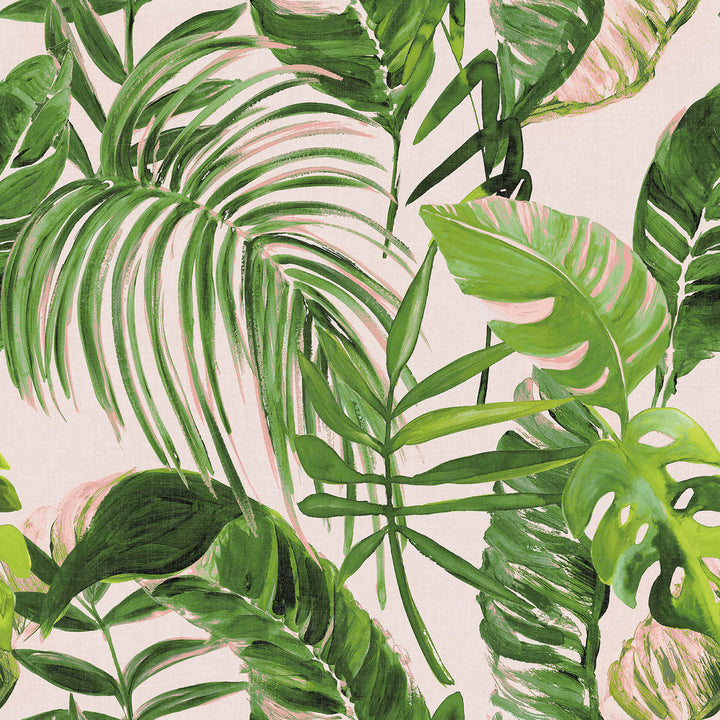 Grover Light Pink Palmera Wallpaper by ohpopsi Wild Covers about 54.2 square feet 19.7-in by 33-ft long roll Unpasted 19.7 - Fabric Carolina -