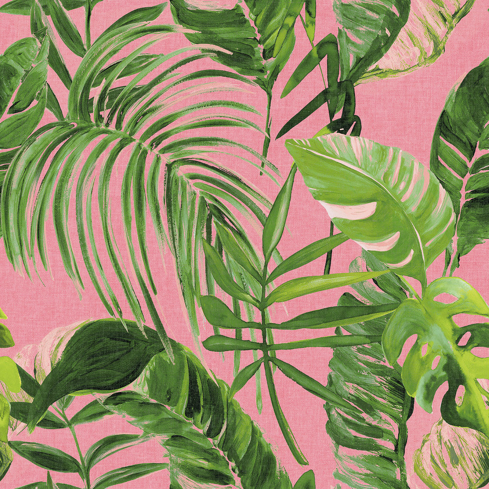 Grover Pink Palmera Wallpaper by ohpopsi Wild Covers about 54.2 square feet 19.7-in by 33-ft long roll Unpasted 19.7 - Fabric Carolina -