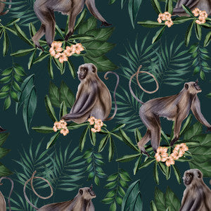 Morris Dark Blue Tropical Jungle Wallpaper by ohpopsi