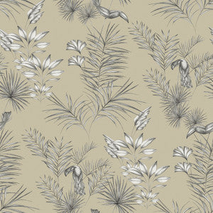 Shelly Grey Toucan Toile Wallpaper by ohpopsi