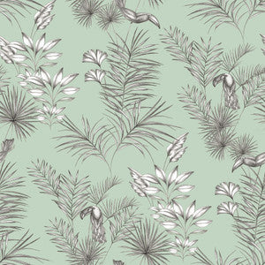 Shelly Mint Toucan Toile Wallpaper by ohpopsi