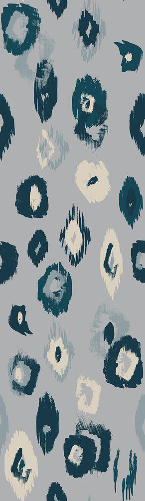 Amara Blue Animal Ikat Wallpaper by ohpopsi Wild Covers about 54.2 square feet 19.7-in by 33-ft long roll Unpasted 67.7 - Fabric Carolina -