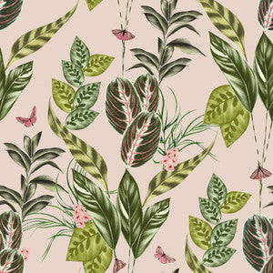 Spirit Light Pink Tropical Foliage Wallpaper by ohpopsi